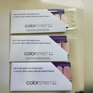 Set/3 Color Street pink tone nail strips